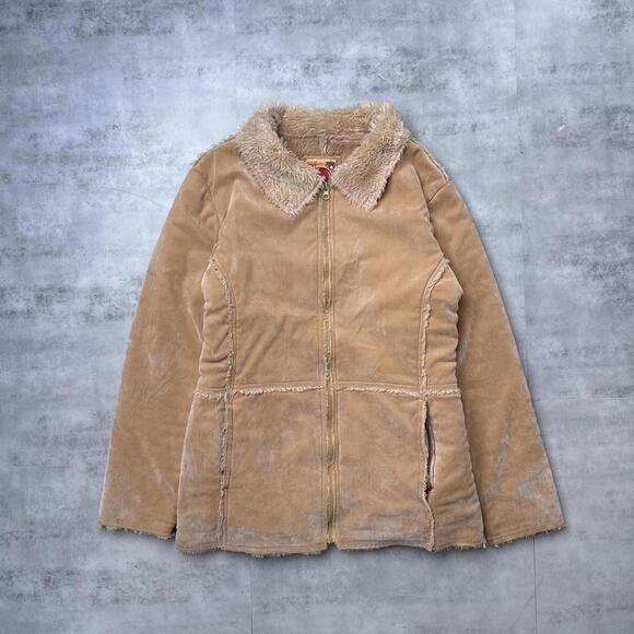Y2K Beige Sixty 7 Faux Suede Outer Jacket - Picture 1 of 7